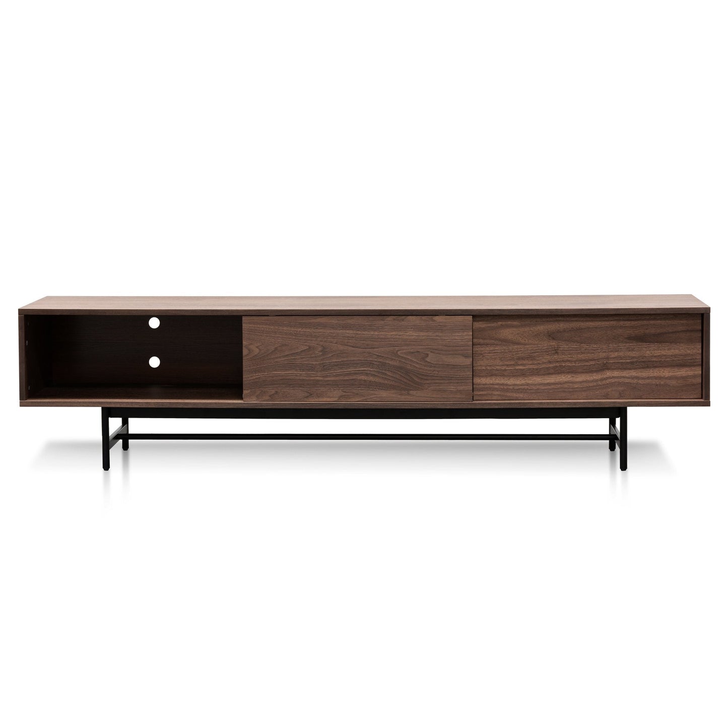 Christie 2.1m Walnut Wooden TV Entertainment Unit - Black legs