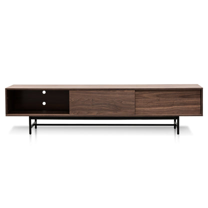 Christie 2.1m Walnut Wooden TV Entertainment Unit - Black legs