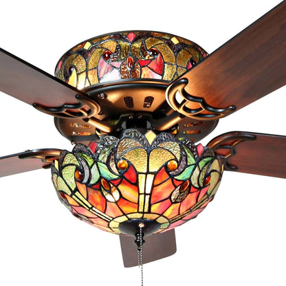 Tiffany Style Stained Glass Halston Ceiling Fan - Spice - 52L x 52W x 19H - 52L x 52W x 19H
