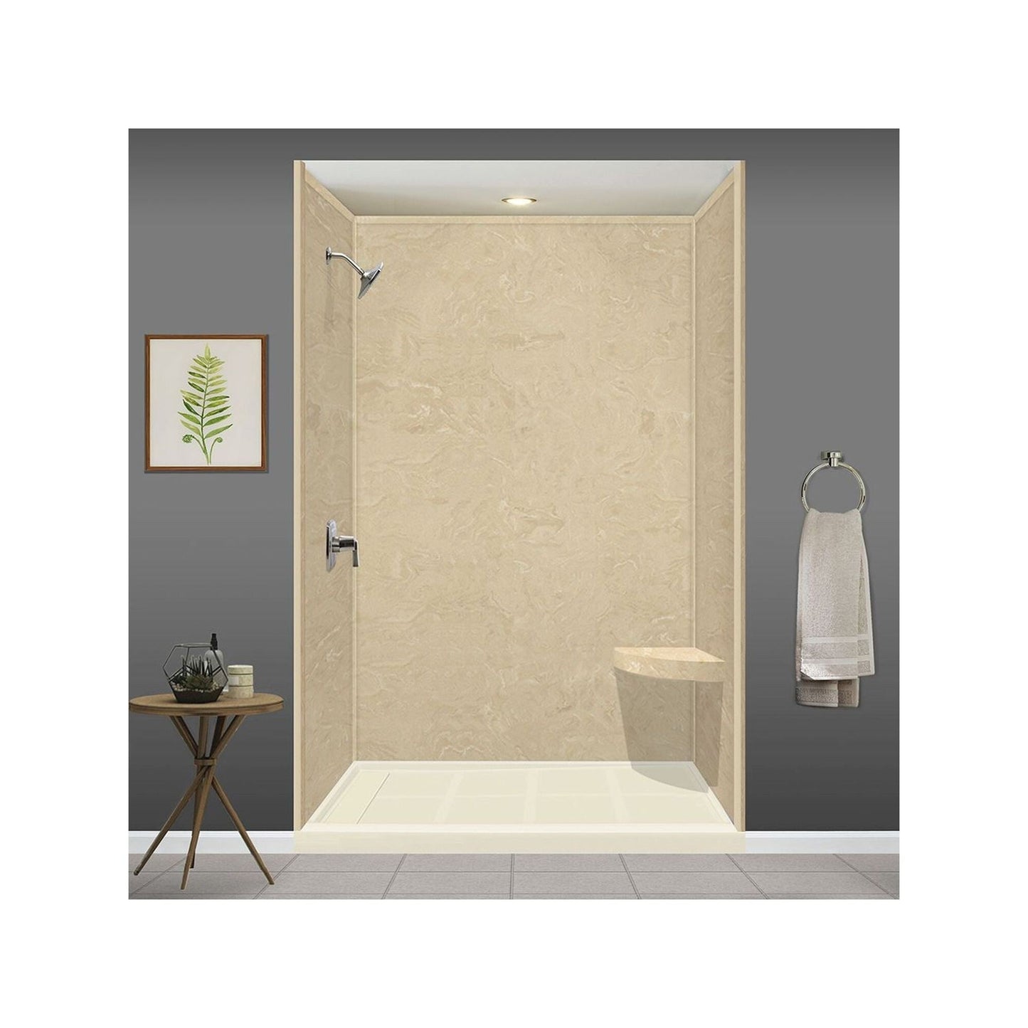 Transolid Studio 14-In X 14-In Solid Surface Wall-Mount Corner Shower Seat - 14.5 x 14.25 x 3