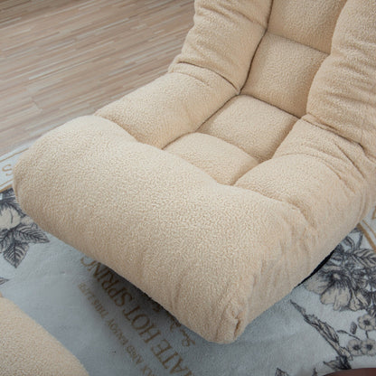 Upholstered Armless Recliner Set with Ottoman and Adjustable Headrest