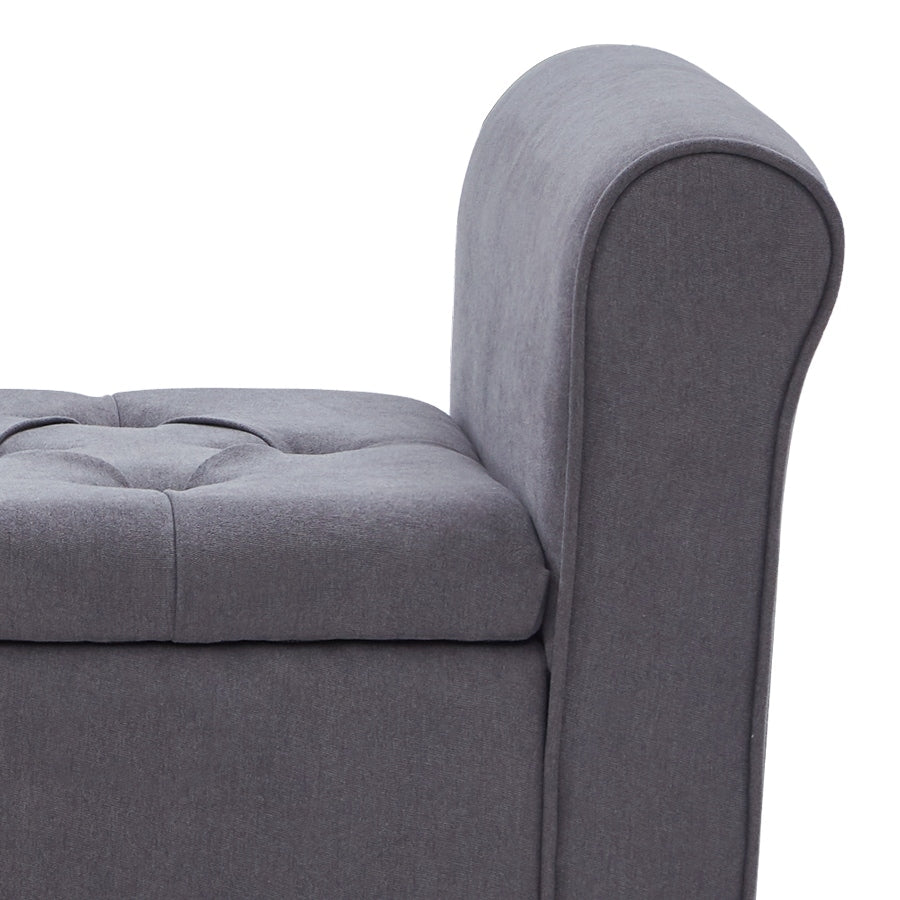 Upholstered Storage Bench Arm Bench Entryway Bench with Tufted Flip Top 50.4 Inches
