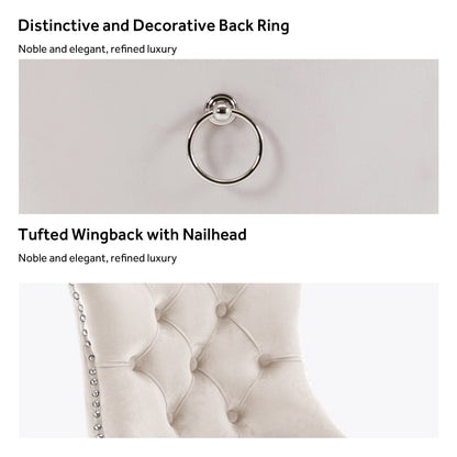 Upholstered Tufted Velvet Dining Chair with Solid Wood Legs Set of 6