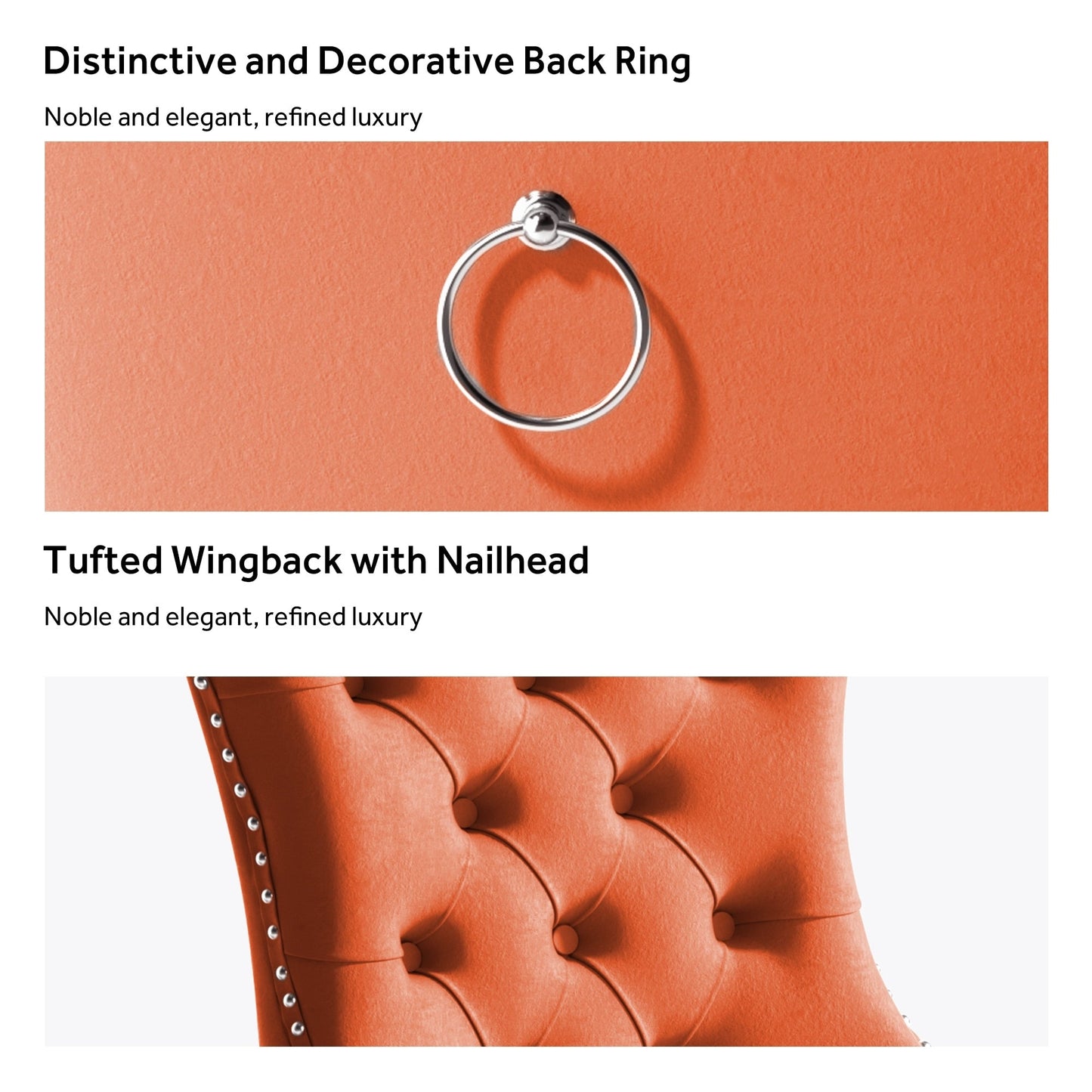 Upholstered Tufted Velvet Dining Chair with Solid Wood Legs Set of 6