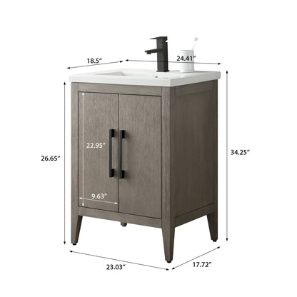 Vanity Art 20 or 24 or 30 Single Sink Bathroom Vanity Cabinet with Ceramic Top