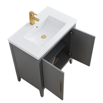 Vanity Art 20 or 24 or 30 Single Sink Bathroom Vanity Cabinet with Ceramic Top