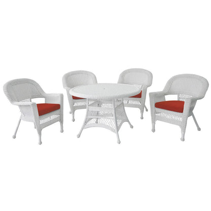 5-piece White Resin Wicker Dining Set