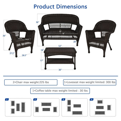 Wicker Patio 4-piece Conversation Set