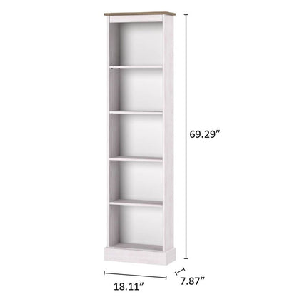 Wood Bookcase Tall Narrow Corona Collection | Furniture Dash