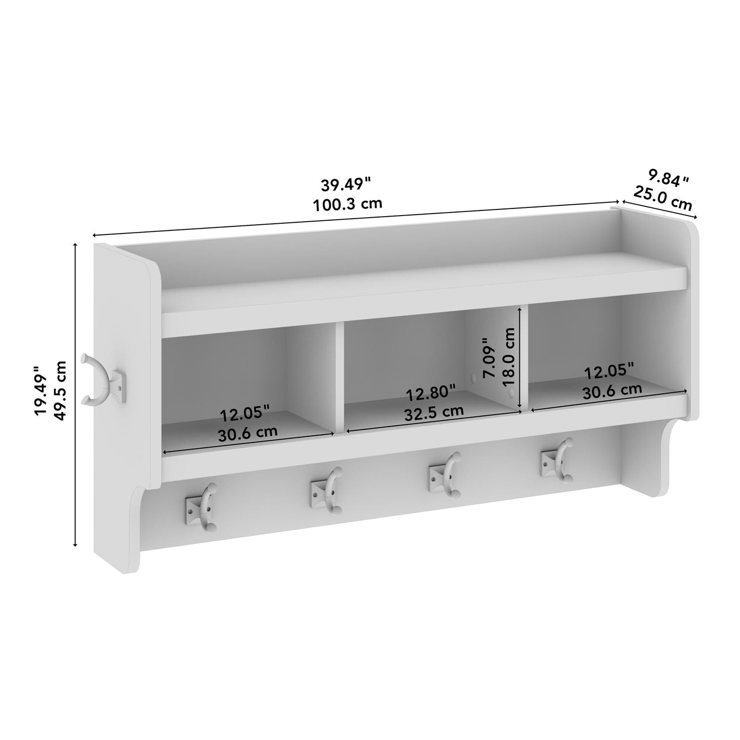 Woodland 40W Wall Mounted Coat Rack with Shelf by Bush Furniture