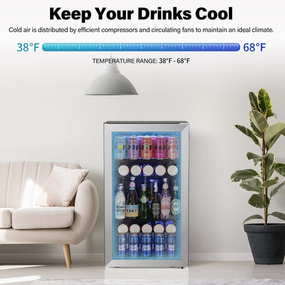 Yeego 19 Inch 140 Cans Single Zone Freestanding Beverage Cooler Refrigerator - 19 inch