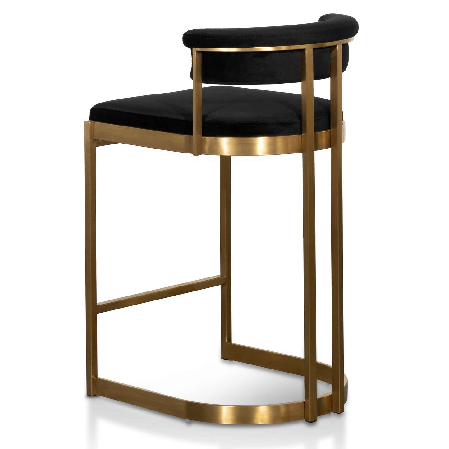 Adela Black Velvet Bar Stool - Golden Base