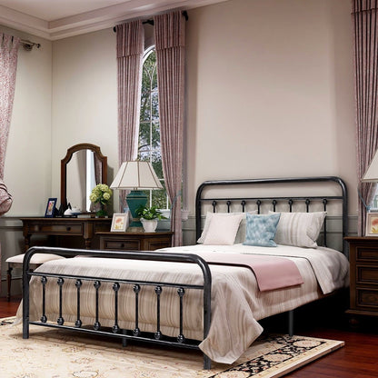 Alazyhome Simple Vintage Metal Platform Bed Frame, Easy-Assembly