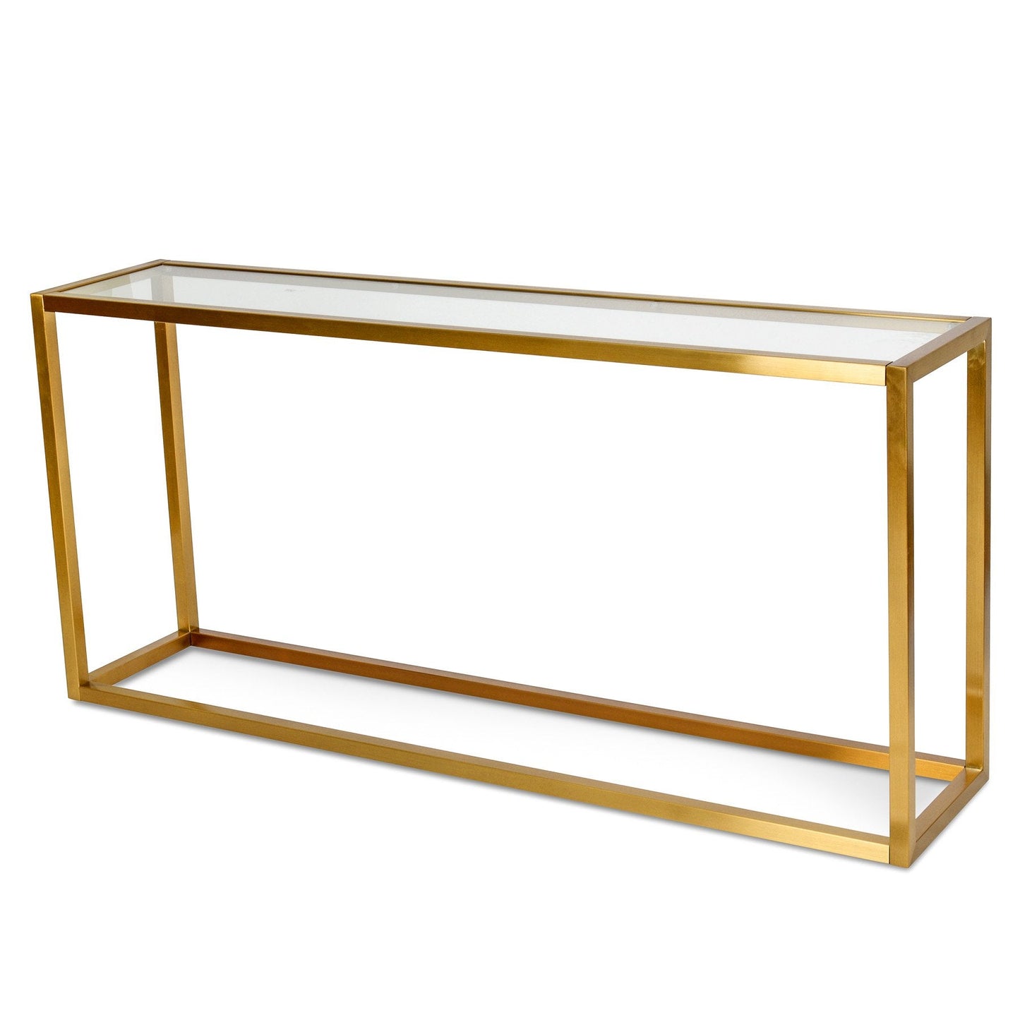 Alison Glass Console Table - Tempered Glass - Brushed Gold Base