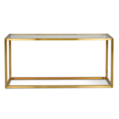 Alison Glass Console Table - Tempered Glass - Brushed Gold Base