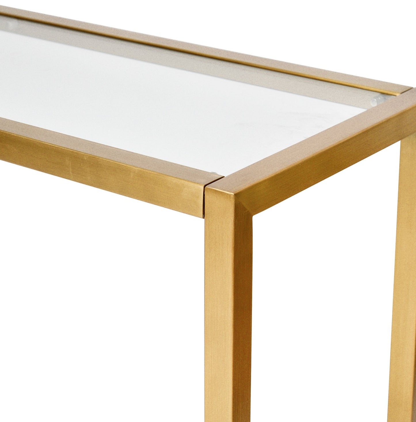 Alison Glass Console Table - Tempered Glass - Brushed Gold Base