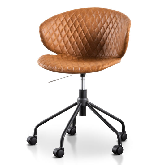 Amos Office Chair - Vintage Tan with Black Base