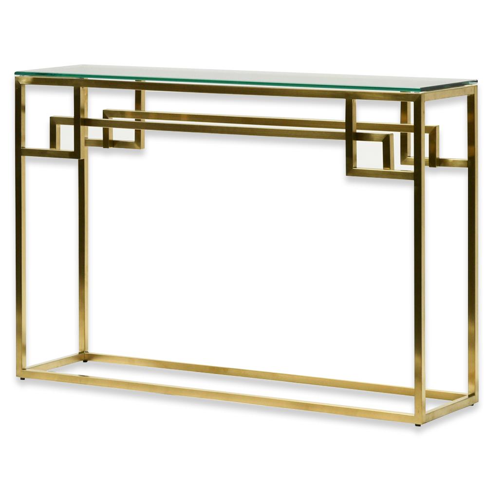 Anderson 1.15m Console Glass Table - Brushed Gold Base