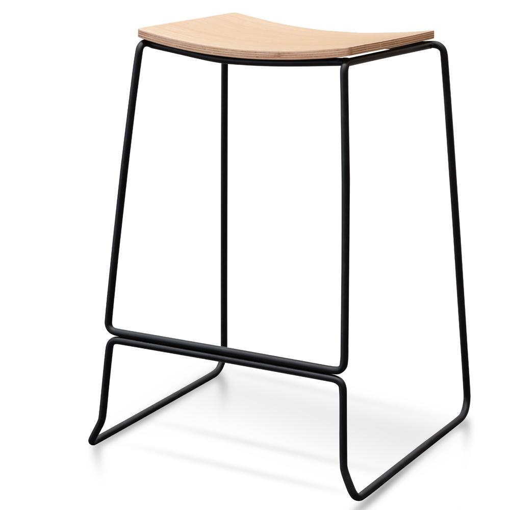 Apollo Bar Stool - Natural Timber Seat with Black Frame - Last One