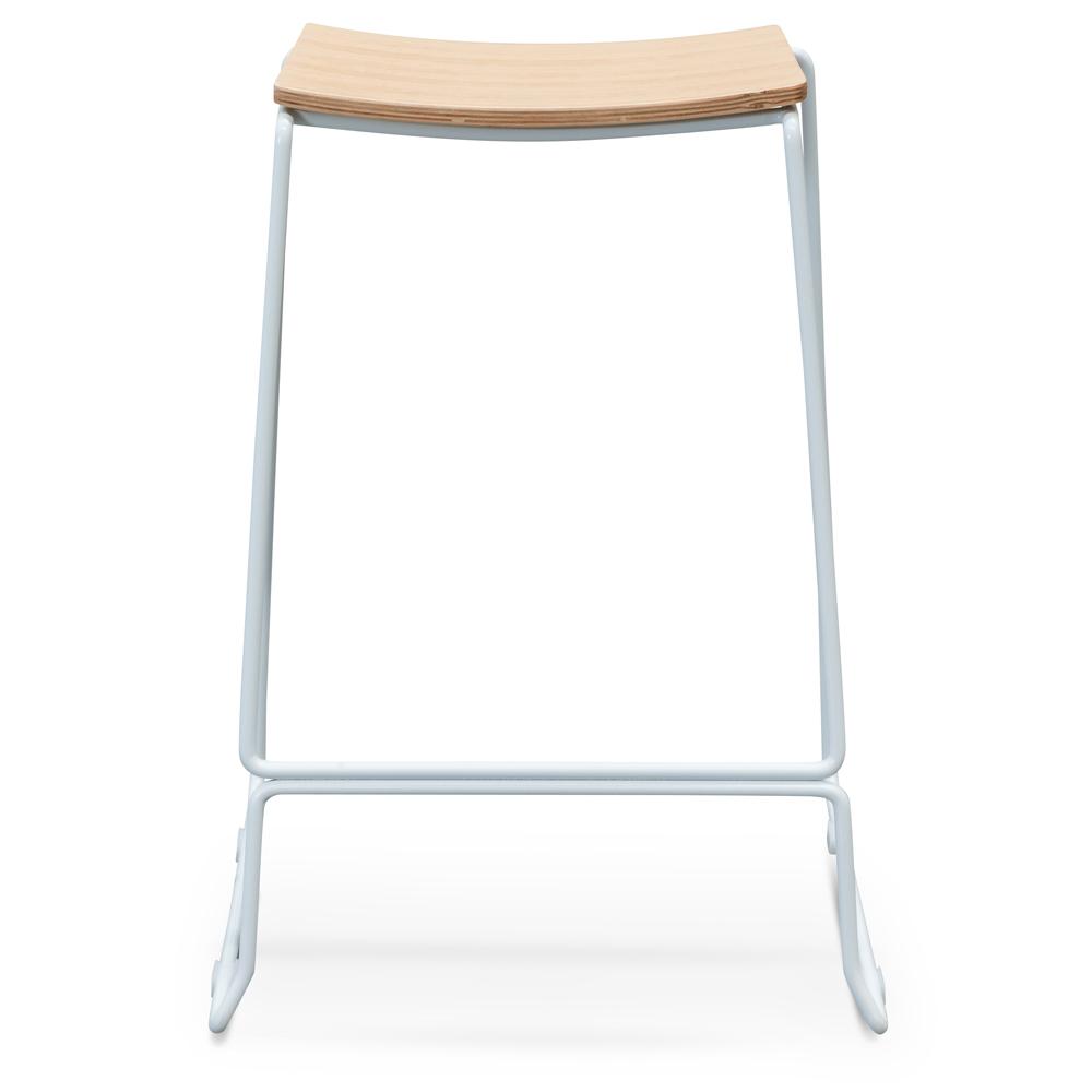 Apollo Bar Stool With Natural Timber Seat - White Frame