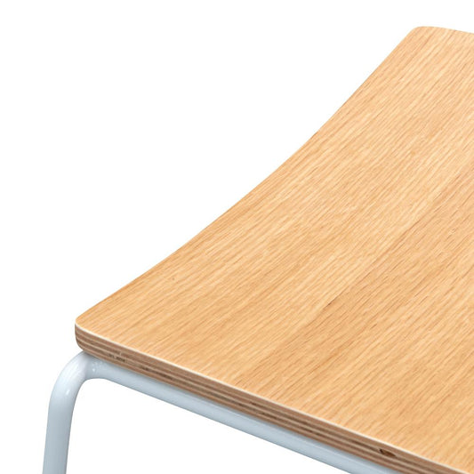 Apollo Bar Stool With Natural Timber Seat - White Frame