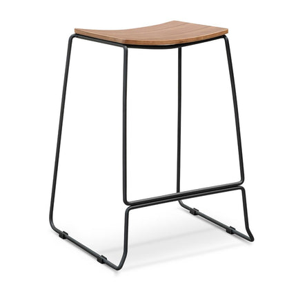 Apollo Bar Stool With Walnut Timber Seat - Black Frame