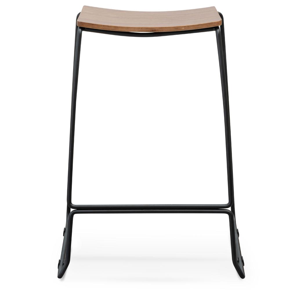 Apollo Bar Stool With Walnut Timber Seat - Black Frame
