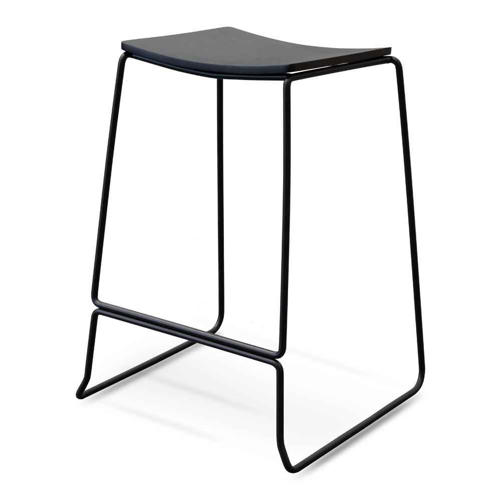 Apollo Timber Seat Bar Stool - Full Black - Last One