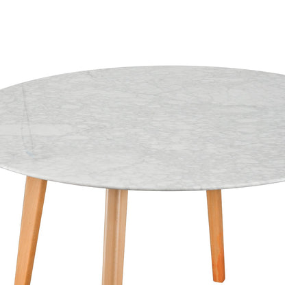 Aron 120cm Round Marble Dining Table - Natural Base
