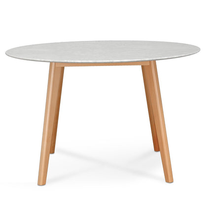 Aron 120cm Round Marble Dining Table - Natural Base