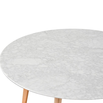 Aron 120cm Round Marble Dining Table - Natural Base