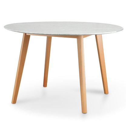 Aron 120cm Round Marble Dining Table - Natural Base