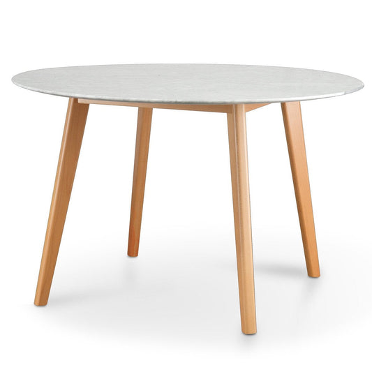 Aron 120cm Round Marble Dining Table - Natural Base