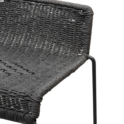 Bailey 65cm Rattan Cord Seat Bar Stool - Black