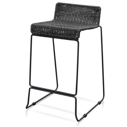 Bailey 65cm Rattan Cord Seat Bar Stool - Black