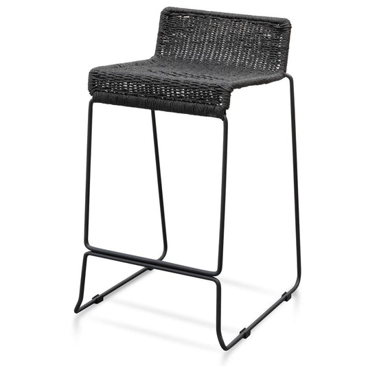 Bailey 65cm Rattan Cord Seat Bar Stool - Black