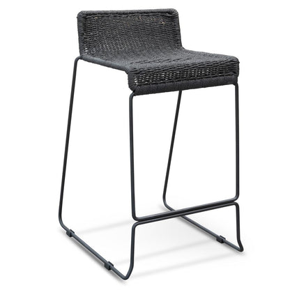 Bailey 65cm Rattan Cord Seat Bar Stool - Black