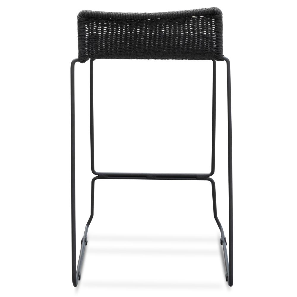 Bailey 65cm Rattan Cord Seat Bar Stool - Black