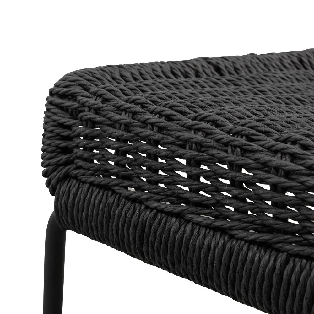 Bailey 65cm Rattan Cord Seat Bar Stool - Black