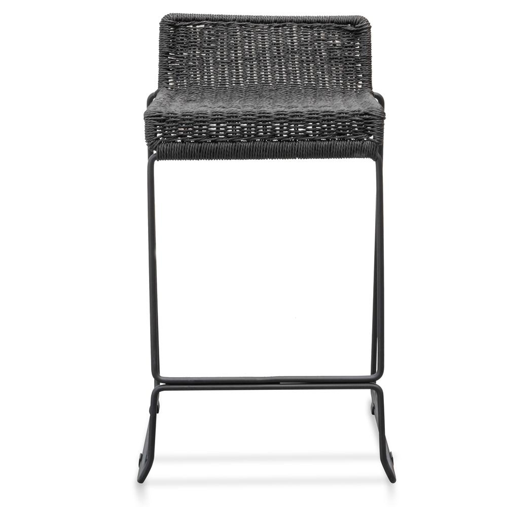 Bailey 65cm Rattan Cord Seat Bar Stool - Black