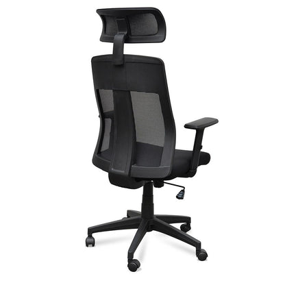 Benson Mesh Fabric Office Chair With Head Rest - Black