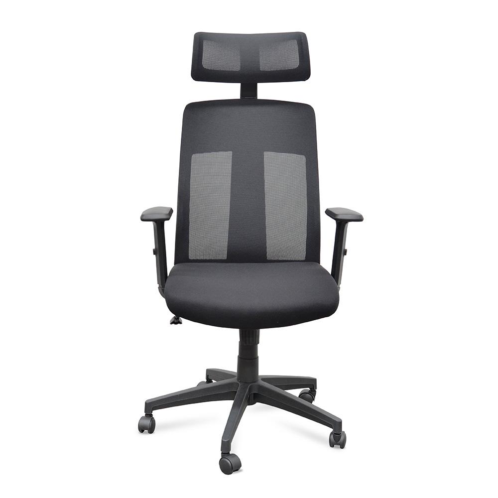 Benson Mesh Fabric Office Chair With Head Rest - Black