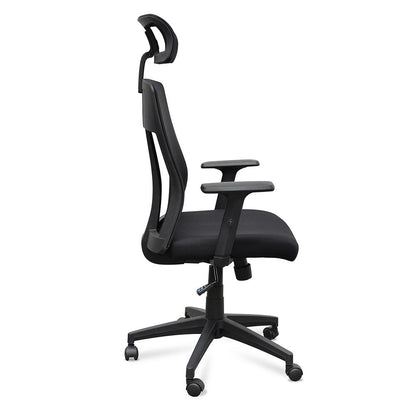 Benson Mesh Fabric Office Chair With Head Rest - Black