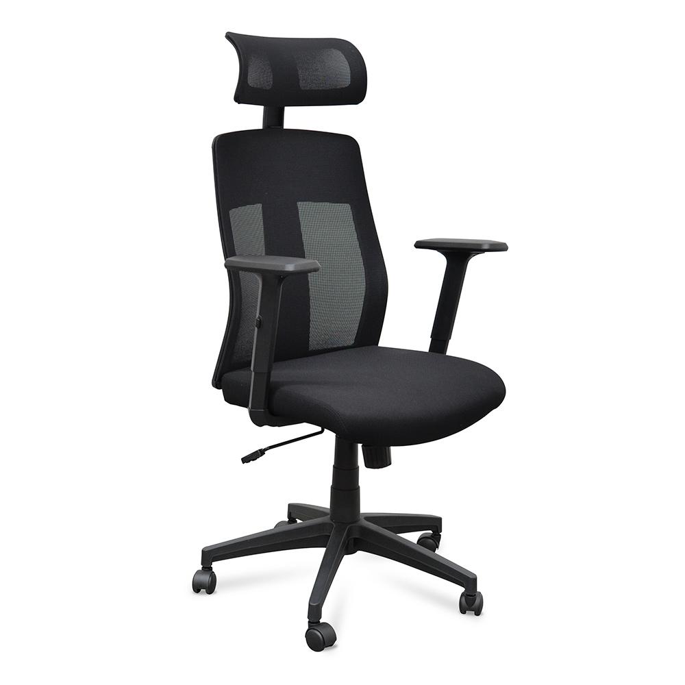 Benson Mesh Fabric Office Chair With Head Rest - Black