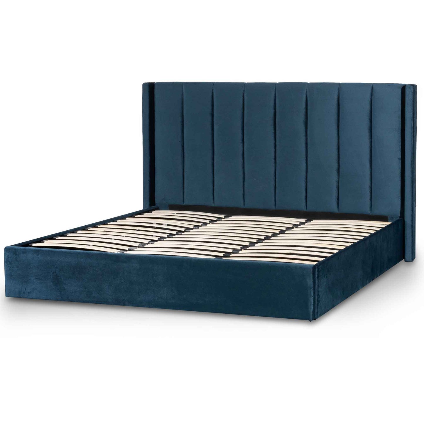 Betsy King Bed Frame - Teal Navy Velvet with Storage