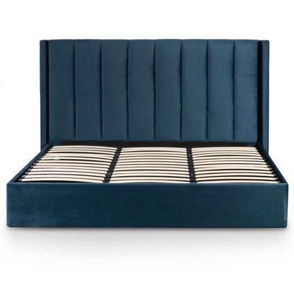 Betsy King Bed Frame - Teal Navy Velvet with Storage