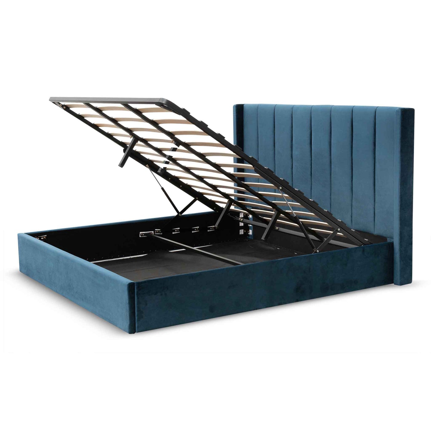 Betsy King Bed Frame - Teal Navy Velvet with Storage