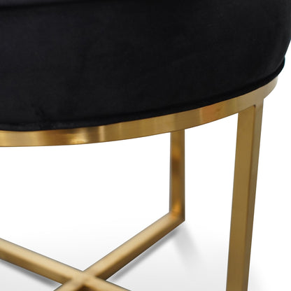 Bianka Black Velvet Ottoman - Brushed Gold Base - Last One
