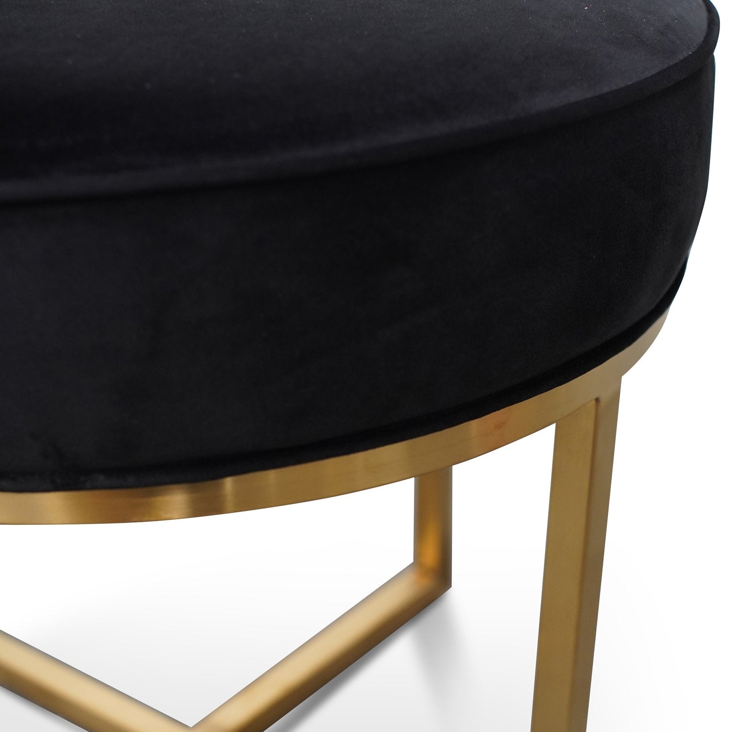 Bianka Black Velvet Ottoman - Brushed Gold Base - Last One