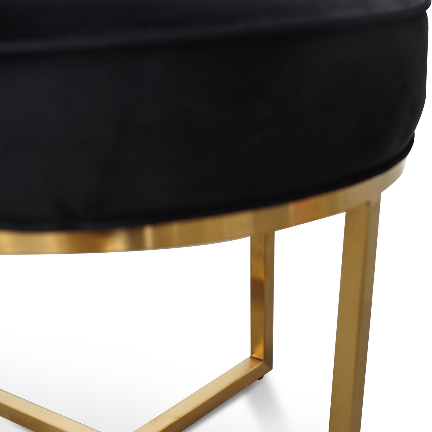 Bianka Black Velvet Ottoman - Brushed Gold Base - Last One